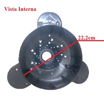 Capacete Capa do Motor Ventisol Flange das Pás Hélices Ventilador Elluz Flow Legacy Vórtice - Linha Inverter - Plástico cor Preta