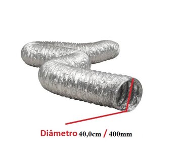 Duto Flexivel Tubo de Aluminio 40cm para Exaustores - Tubo 400mm/406mm 16 ALUDEC 6016 - Vendido p/Metro