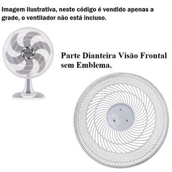 Grade para Ventilador 40cm VENTISOL Notos Turbo 6Pas - Plastica cor Branca - Parte Dianteira c/6-Travas MACHO - *Vendida p/Unidade