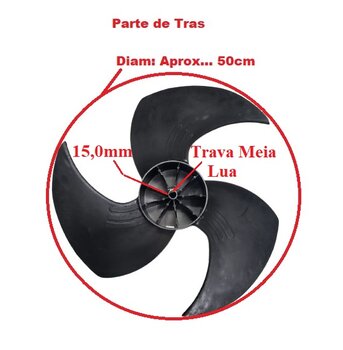 HELICE P/CLIMATIZADOR BEM ESTAR BE9000 MWM M9000 3PÁS F15,0MM PML C/TRAVA TRASEIRA - G/A.H. DIAM.50CM