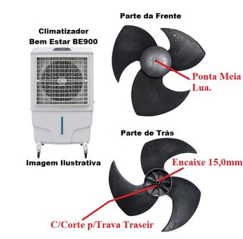HELICE P/CLIMATIZADOR BEM ESTAR BE9000 MWM M9000 3PÁS F15,0MM PML C/TRAVA TRASEIRA - G/A.H. DIAM.50CM