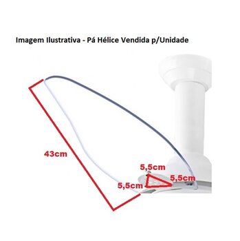 PÁ HÉLICE P/VENTILADOR DE TETO LOREN SID M1/M2 - FOLHA ACRÍLICA P051I/TR C/3-FUROS - *VENDIDA P/UNIDADE
