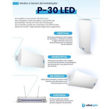 ARMADILHA LUMINOSA MATA MOSCAS ULTRALIGHT BIV16W ARANDELA P-30 2-LAMP LED8W - C/1-PLACA ADESIVA 450X220MM