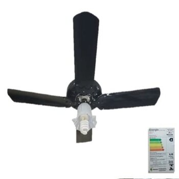 VENTILADOR DE TETO VENTMAR SUPER CLN 110V10,0UF 130W MERIDIONAL PRETO 4PÁS ALUMÍNIO LUM.1-TULIPA PL FLOR - CONTROLE ROTATIVO - CONSUMO A