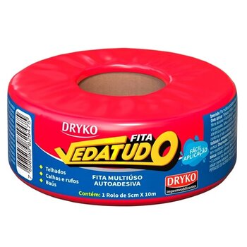 FITA ADESIVA MULTIUSO 05CMX10MT DRYKO VEDA TUDO - VEDAR DUTOS FLEXÍVEIS COIFAS DE EXAUSTORES CALHAS RUFOS TELHAS TELHADOS...ETC.