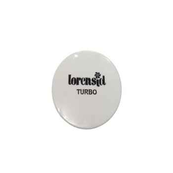 EMBLEMA DA GRADE DO VENTILADOR LOREN SID TURBO ATUAL 30/40CM - COR BRANCA - DIÂM.EXTERNO-09CM
