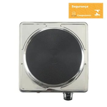FOGÃO ELÉTRICO INOX COOKTOP PORTÁTIL MESA 110V 1500W 1-BOCA ANTI-ADERENTE - AGRATTO
