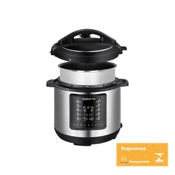 PANELA DE PRESSÃO ELETRÔNICA DIGITAL 6LT 110V 1000W MULTIFUNÇÕES INOX/PRETA APPD01I-01 6-LITROS