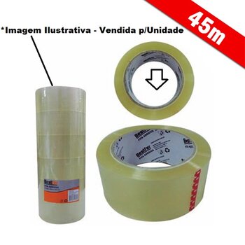 FITA ADESIVA P/EMBALAGENS 040/045MT 48MM/45MMX40/45M - FITA DE EMBALAR - FITA TRANSPARENTE