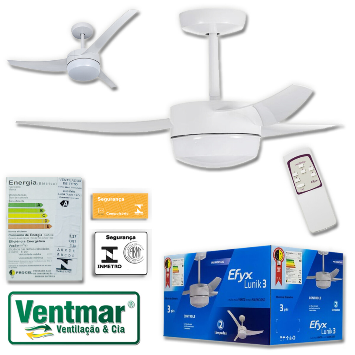 Ventilador De Teto Venti Delta Lunik Led V Branco P S Controle