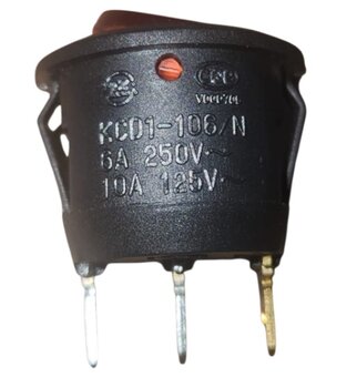 TECLA ASSADOR ELÉTRICO ARKE BOTÃO PRETO 3-FIOS CAPA VERMELHA C/LUZ LED VERMELHA - BIV 110V/10A 250V/06A - KCD1-106/N - LIGA/DESLIGA RESISTÊNCIA DA ARK