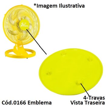 EMBLEMA DA GRADE VENTILADOR VENTI-DELTA NEW PREMIUM AMARELO - LOGOMARCA DELTA PREMIUM FAZ O CLIMA - TRAVA C/4-PINOS