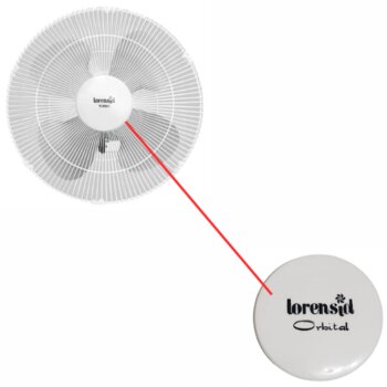 EMBLEMA DA GRADE DO VENTILADOR LOREN SID ORBITAL ATUAL 30/40CM - COR BRANCA - DIÂMETRO EXTERNO 09CM
