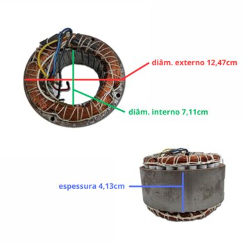 Estator Bobinado do Motor Espremedor de Frutas Loren Sid Extrasuk Hiper Bivolts 250Watts - Estator para Extrator de Suco Extrasuk Hiper