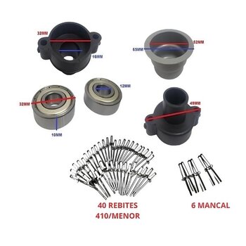 KIT REPARO P/MANUTENÇÃO DE EXAUSTOR EÓLICO 22-24 POLEGADAS C/2-ROL6201ZZ - MARIVENT - *APENAS AS PEÇAS SEM AS ALETAS*