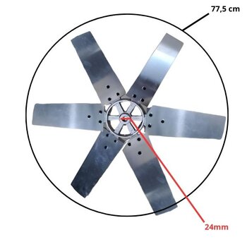 HÉLICE P/EXAUSTOR VENTISILVA 80CM E80T4 E80T6 FC FV 80CM - 6PÁS C/CUBO ALUMÍNIO FUNDIDO - ENCAIXE F24,05MM - FIXAR C/PARAFUSO LATERAL - D77,5C