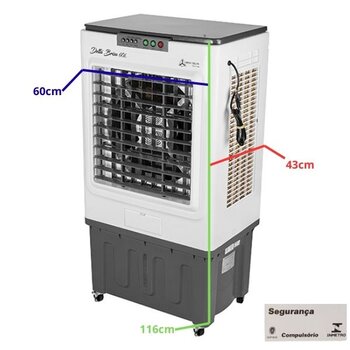 CLIMATIZADOR DE AR 060LT 110V250W VAZÃO-04500M3/H ATÉ-55M2 UMIDIFICADOR DELTA BRISA-60L PORTÁTIL BCO/CZA