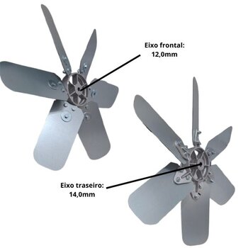 helice p/exaustor de 50cm qualitas eq500 6pas aco galvanizado c/cubo/central alumÍnio - encaixe tras.f14,0mm  trava frontal f12,0mm sem chaveta