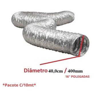 DUTO FLEXIVEL TUBO DE ALUMINIO 40CM P/EXAUSTORES -P/ ATE 140C? 400MM/406MM 16 POLEGADAS ALUDEC 6016 - VENDIDO P/PACOTE C/10 METROS