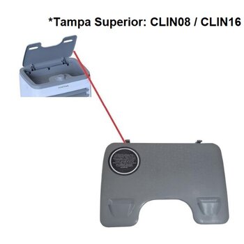 tampa superior do reservatorio p/climatizador ventisol clin08 clin16 cinza - tampa tanque superior clin 8/16 cz