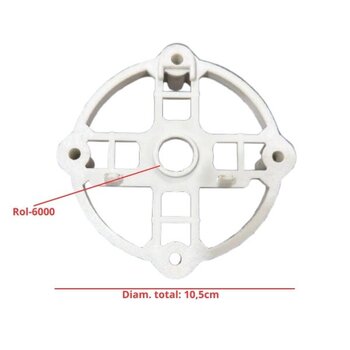 Tampa do Motor Ventilador Tron 50/60cm - Base TRASEIRA de Nylon c/Cabo Oscilante AT cor BRANCA - Encaixe p/Rolamento 6000ZZ
