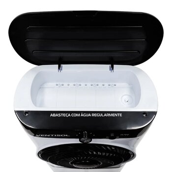 climatizador de ar 009_litros ventisol 110v065w vazão_00.300m3/h até_15m2 umidificador portátil cli09-01 3-vel bco/pto