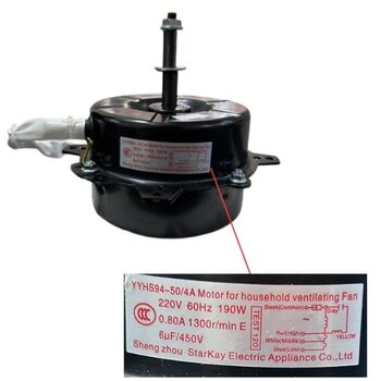 MOTOR P/CLIMATIZADOR VENTISOL 220V06,0UF CLI45LT CLI70LT CLI100LT-PRO2 YYHS94-50/4A 190W L/HÉL G/H - SUBST.YDK120-100 YDK120-120 YDK120-150 - E-12MM P
