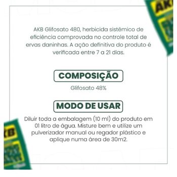 Glifosato 480 AKB Mata Mato Kelldrin 10ml x 1Litro de água