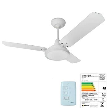 ventilador de teto loren sid lumi m3 led 110v08,5uf 127w branco 3pas mdf branca - chave 3-velocidades