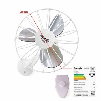 VENTILADOR DE PAREDE 030CM LOREN SID TURBO 30CM 220V-135W BRANCO HEL-3P G/MT CONTROLE DE VELOCIDADE