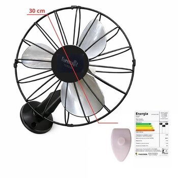 ventilador de parede 030cm loren sid turbo 30cm 110v-135w preto hel-3p g/metal+aberta controle de velocidade