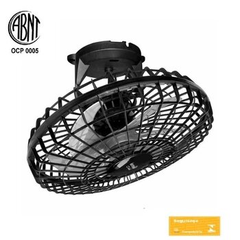 ventilador de teto orbital 50cm biv160w06,0uf loren sid turbo wind g/pl m2 preto 6pÁs - rotacao 360-graus - sem luminaria p/area gourmet