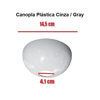 CANOPLA PLÁSTICA SUPERIOR P/VENTILADOR DE TETO LATINA - COR CINZA - DIÂMETRO 14CM - ENCAIXE EM HASTE 4,2CM