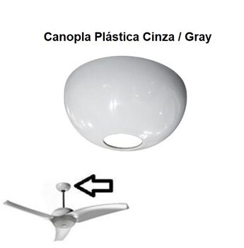 CANOPLA PLÁSTICA SUPERIOR P/VENTILADOR DE TETO LATINA - COR CINZA - DIÂMETRO 14CM - ENCAIXE EM HASTE 4,2CM