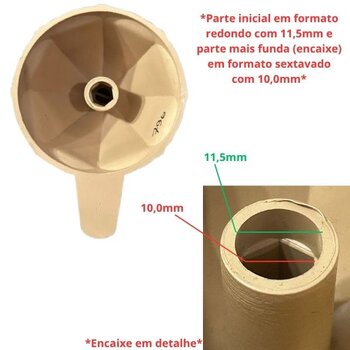 CARAMBOLA ENCAIXE E10,0MM SEXTAVADO P/ESPREMEDOR DE FRUTAS ARNO ANTIGO - LUCRE ANTIGO - PLASTICA COR CARAMELO