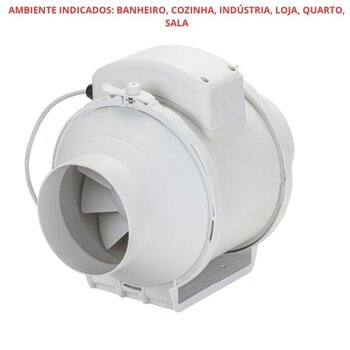 EXAUSTOR DE 10CM RENOVADOR DE AR IN-LINE 220V-45W VAZAO-00210M3/H - VENTISOL TURBO EXL100-02 - 100MM (-40°GRAUS )