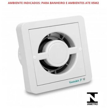 EXAUSTOR DE 10CM P/BANHEIRO RENOVADOR DE AR - P/ATÉ 05M2 KIT-BIV20W VAZAO-00080M3/H - VENTOKIT NEW CLASSIC C80 100MM