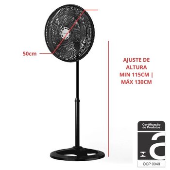 ventilador de coluna 050cm ventisol 110v150w turbo cv3v 10pas san preto hel-cza - grades plasticas
