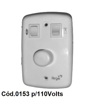 CHAVE P/VENTILADOR DE TETO ARGE ORIGINAL 110V 200W - DIMER ROTATIVO+ TECLA LIGA/DESLIGA/REVERTE + TECLA P/LÂMPADA - ESP.4X2 L7,5XC12,0CM
