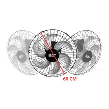 VENTILADOR DE TETO LOREN SID ORBITAL 60CM TURBO M1 BIV G/MT PRETO - ROTACAO 360-GRAUS - SEM LUMINARIA P/AREA GOURMET