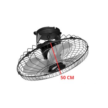 VENTILADOR DE TETO LOREN SID ORBITAL 50CM TURBO M1 BIV G/MT PRETO 4PÁS - ROTACAO 360-GRAUS - SEM LUMINÁRIA P/AREA GOURMET
