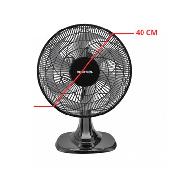 VENTILADOR DE MESA 40CM VENTISOL TURBO 220V 80W PRETO HEL-6PÁS CINZA - CONTROLE DE VELOCIDADE - ADAPTA-SE NA PAREDE