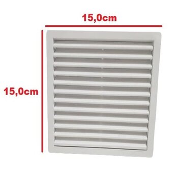 GRADE VENEZIANA 15X15CM 150MM 6-POLEGADAS FIXA P/VENTILA??O DE SUPERF?CIE - GRELHA PL EXTERNA ALETA PEQUENA P/SA?DA DE AR - VTN6 MULTIVAC