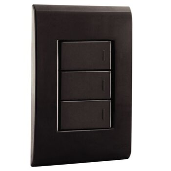INTERRUPTOR LIZ TRAMONTINA 3 TECLAS SIMPLES 10A COM PLACA 4X2 GRAFITE