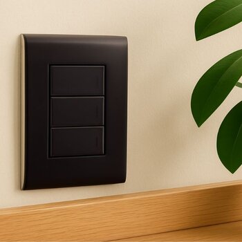 INTERRUPTOR LIZ TRAMONTINA 3 TECLAS SIMPLES 10A COM PLACA 4X2 GRAFITE