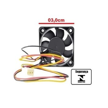 EXAUSTOR DE 03CM MICROVENTILADOR 5VOLTS - 30X30X10MM COOLER ULTRAR 3FIOS HDS0305HGF DC 5V 0,30A - MANCAL C/BUCHA - DC BRUSHLESS