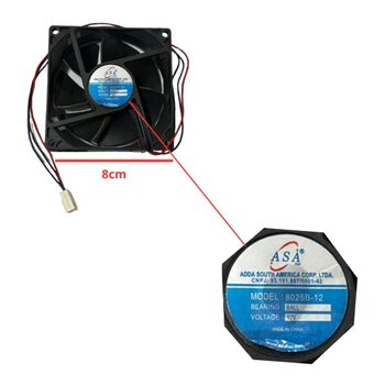 EXAUSTOR DE 08CM MICROVENTILADOR 12VOLTS 3FIOS - COOLER AKASA 80X80X25 DC12V AKASA 8025B-12 COOLER