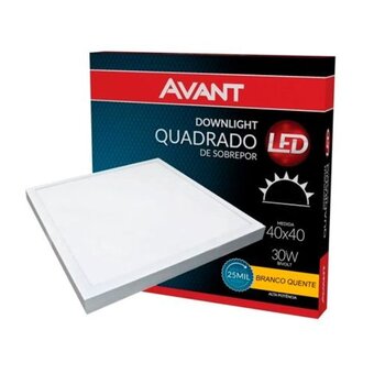 LUMINÁRIA PLAFON PAINEL LED SOBREPOR QD40,0CM - 30W6500KBIV BRANCA B/BRANCA - PAINEL AVANT