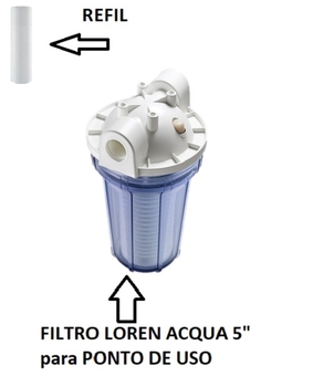 Filtro de Água Loren Acqua Ponto De Uso 5-Polegadas Loren Acqua 5-Pol p/Maquinas - Transparente - Filtro dágua para Ponto de Entrada