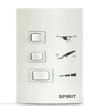 Chave para Ventilador de teto Spirit 127Volts - Chave de 3 Velocidades c/Capacitor 09,0uF 3,0+6,0mF - Espelho Moderno Branco - Dimmer e Luz